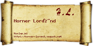 Horner Loránd névjegykártya